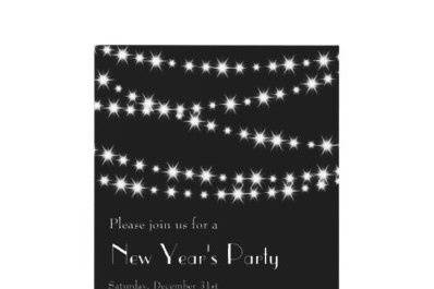 Sparkling twinkle lights decorate this invitation for the New Year's Party.