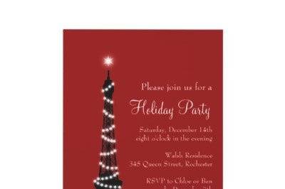Parisian inspired invitations are so trendy now. This one is decorated with Christmas lights for your Sparkly Holiday Party.