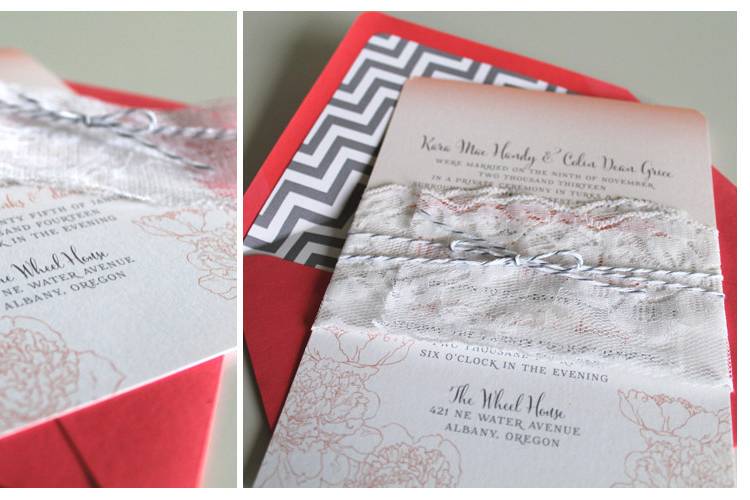 Coral and Gray Wedding Set