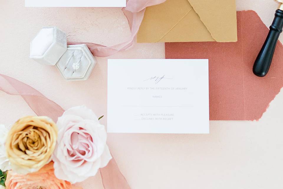 Blush wedding day stationary