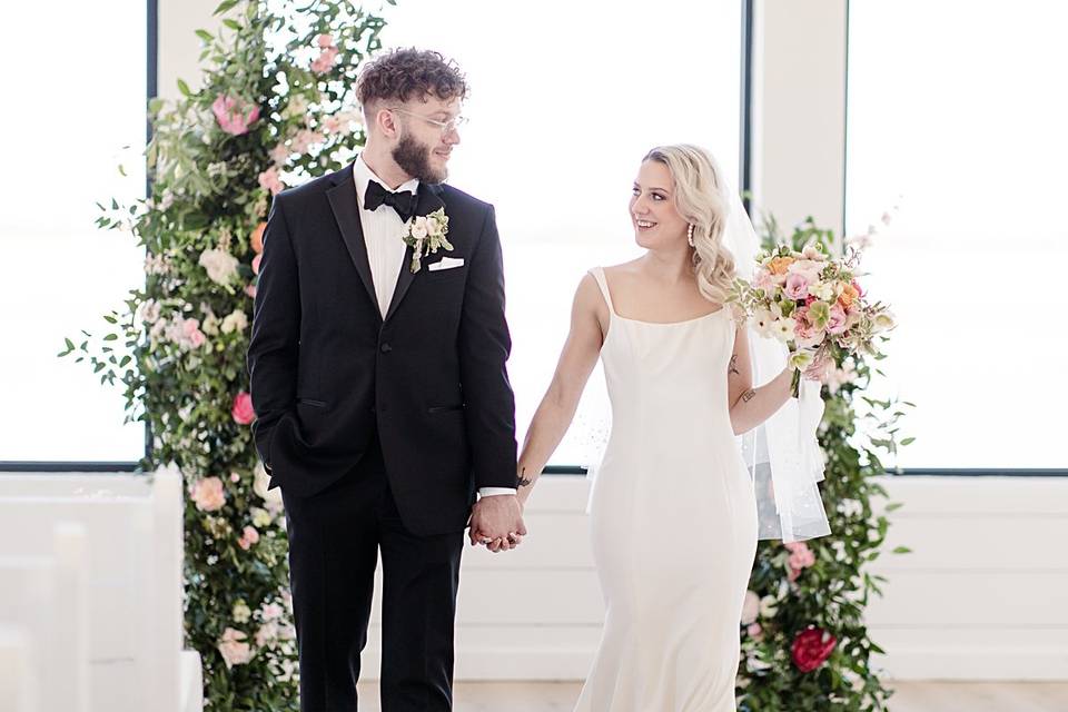 Bride and groom at altar