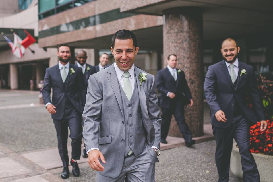 The groom with friends