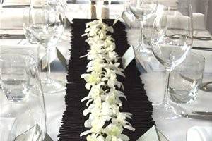 Table setup with flower centerpiece