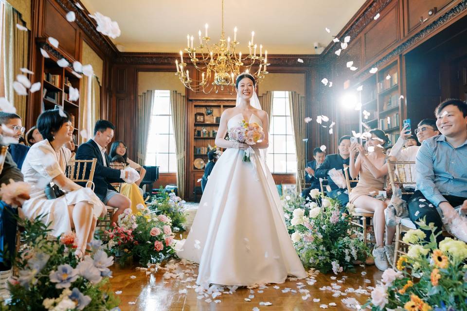 Bride walking down aisle