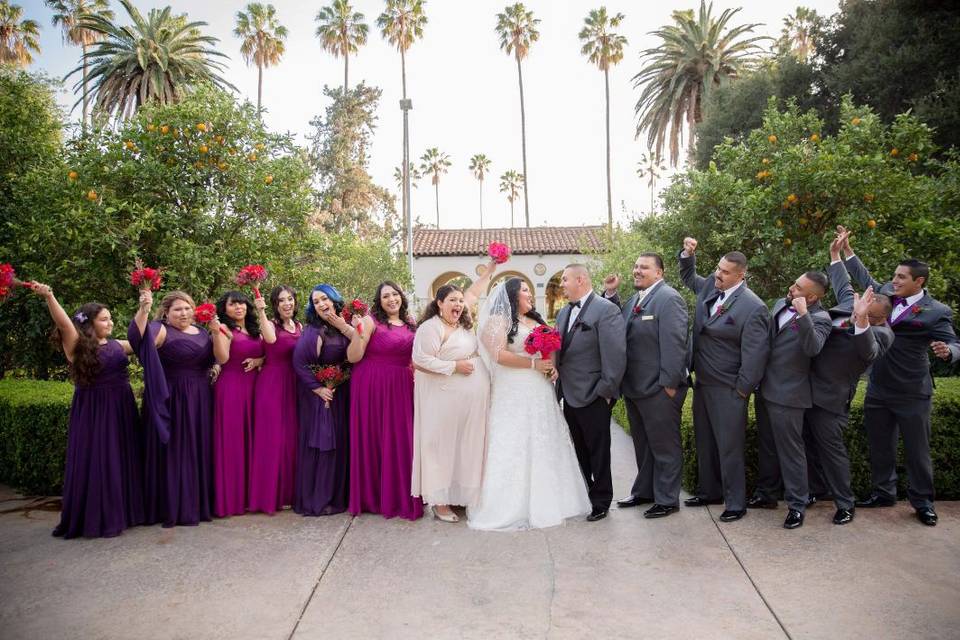 Couple with the wedding attendants