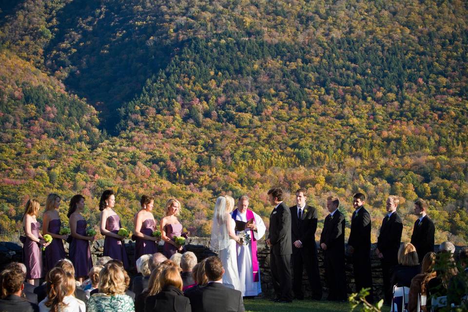 Newlyweds kissing