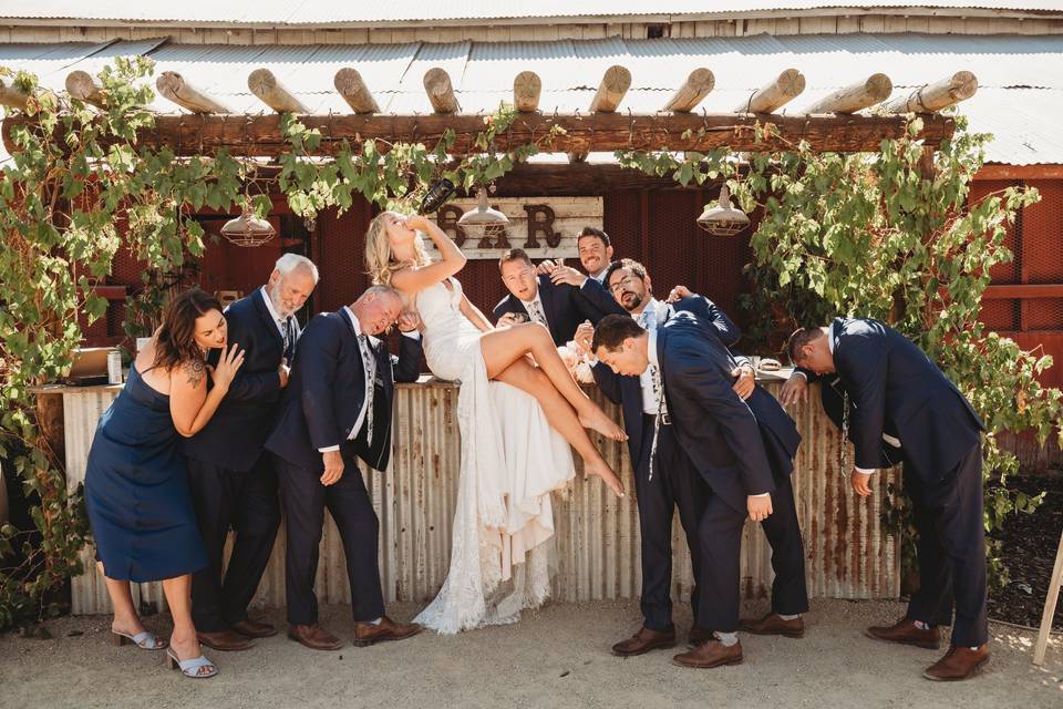 Bride with groomsmen