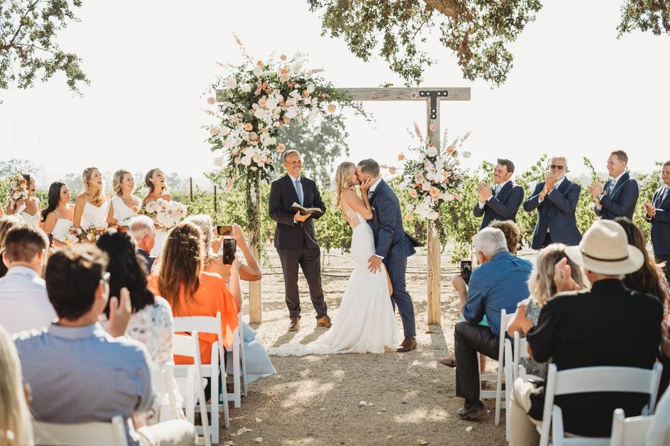 The kiss at ceremony