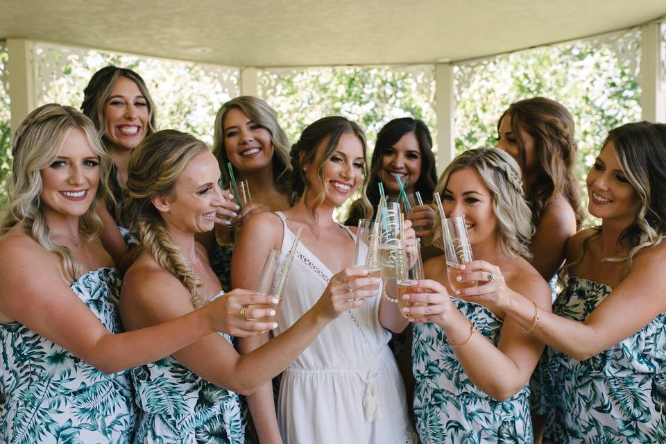Bridal party champagne