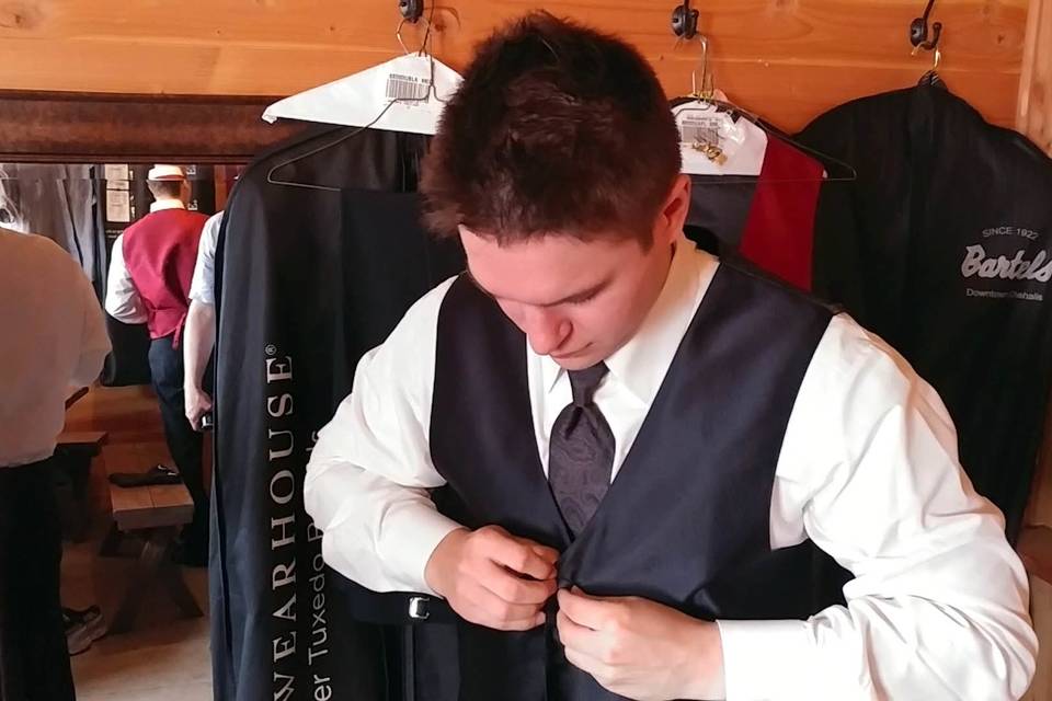 Getting ready for the biggest day of his life.