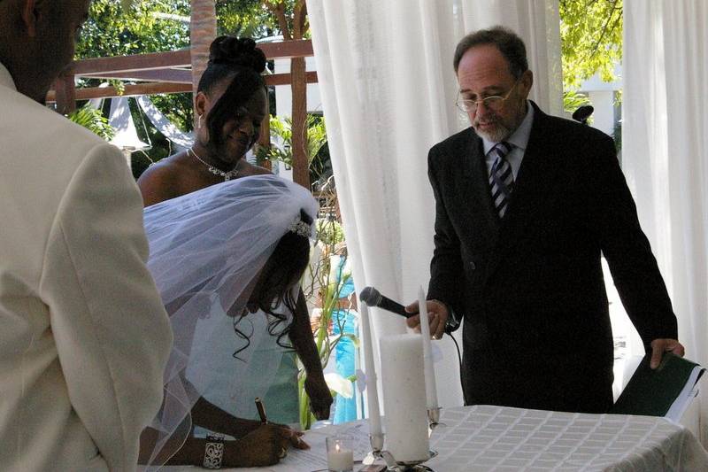 Signing the marriage license