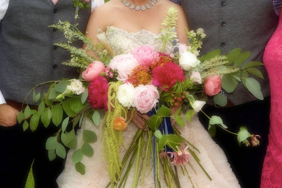 Large bridal bouquet in pinks