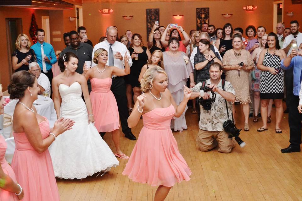 Bridesmaids on the dance floor