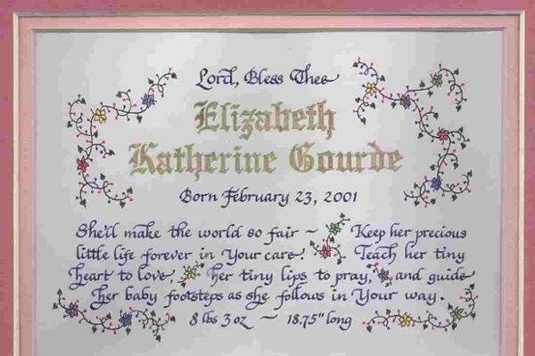 Personalized christening or birth blessing