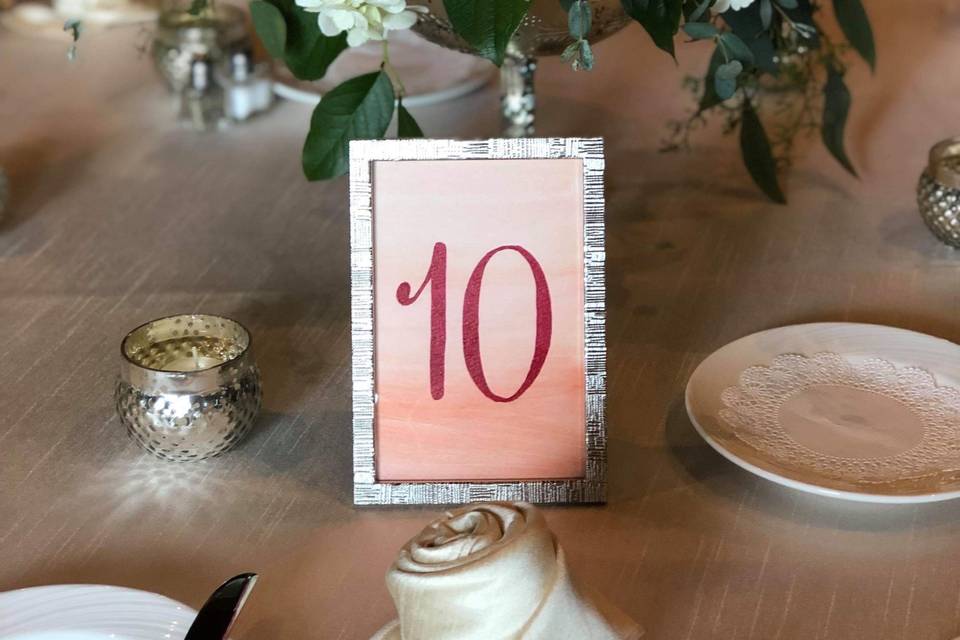 Watercolor table numbers