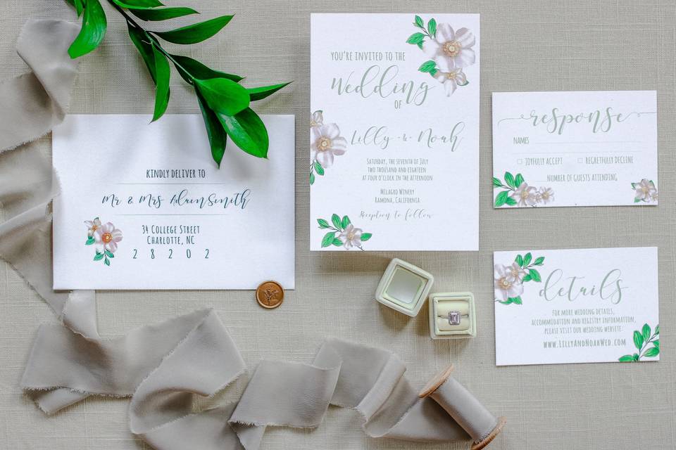 Floral wedding invitations