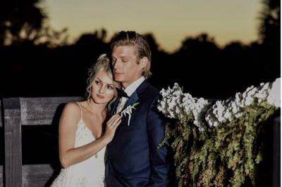 Ceremony site behind barn