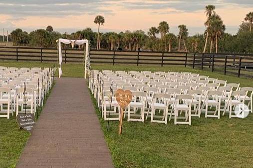 Ceremony site behind barn