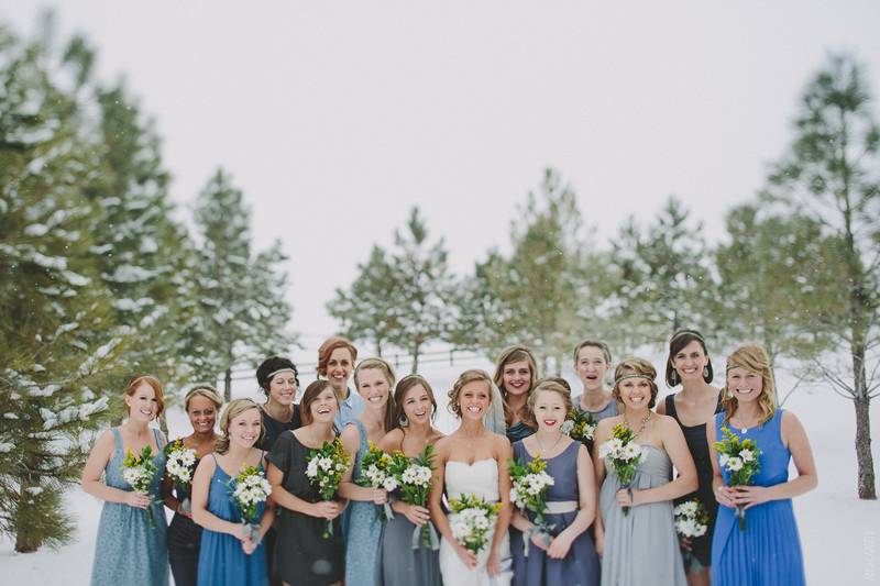 The bride with her bridesmaids