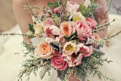 The bride holding her bouquet