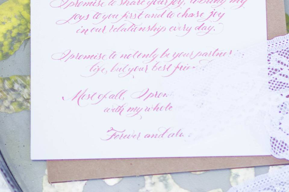 Calligraphy vows