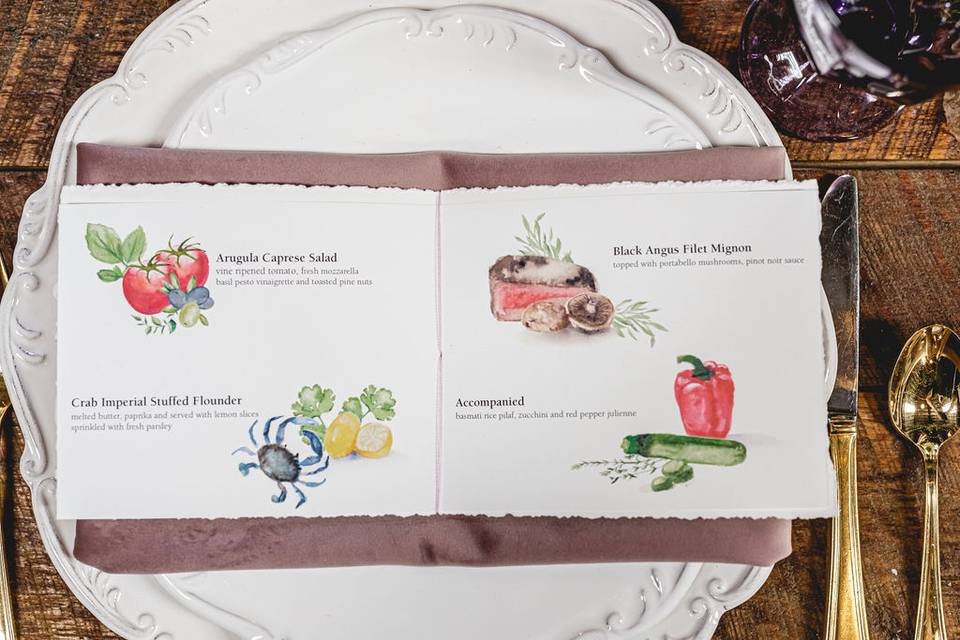 Watercolor menu booklets
