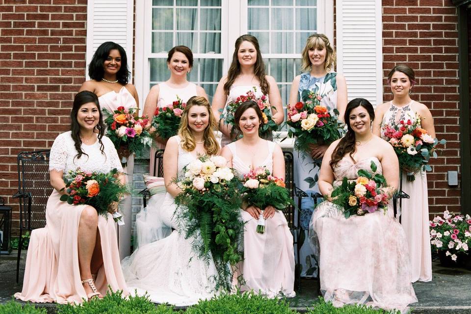 Bride with bridesmaids