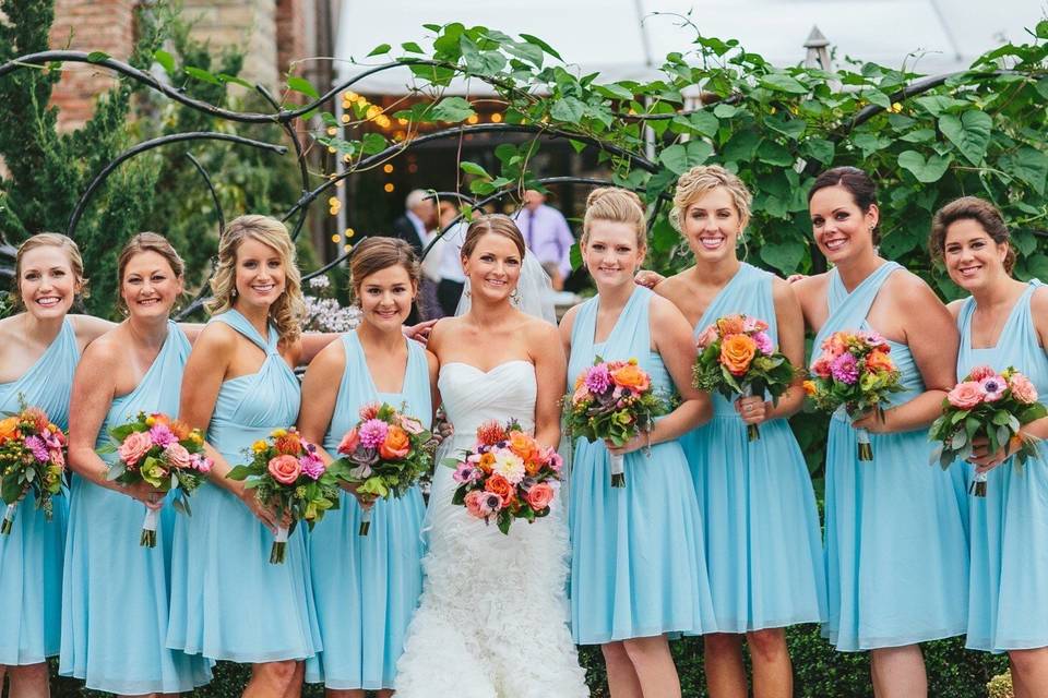 Bride with bridesmaids