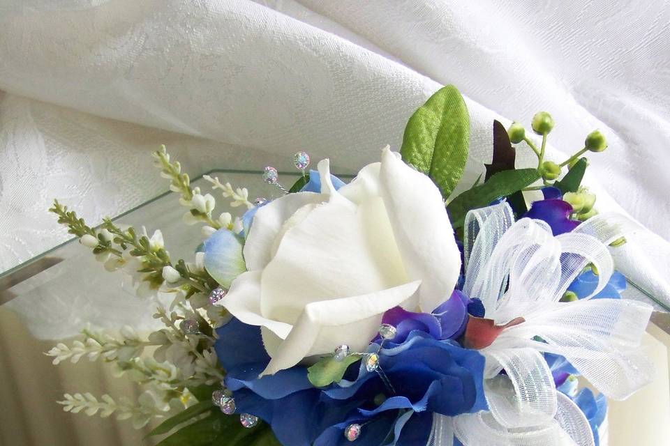 Blue and white arrangement