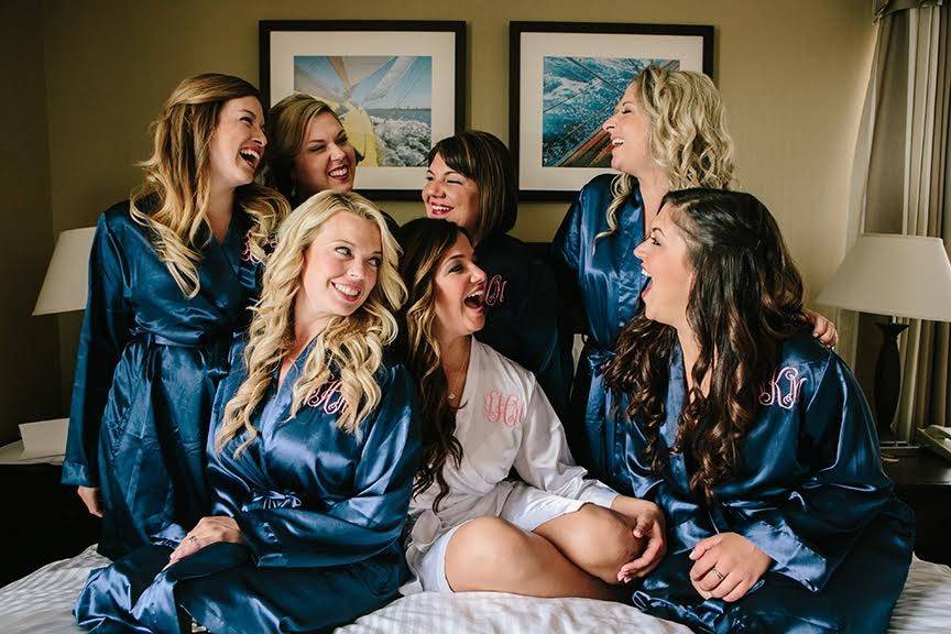 Bride with her bridesmaids