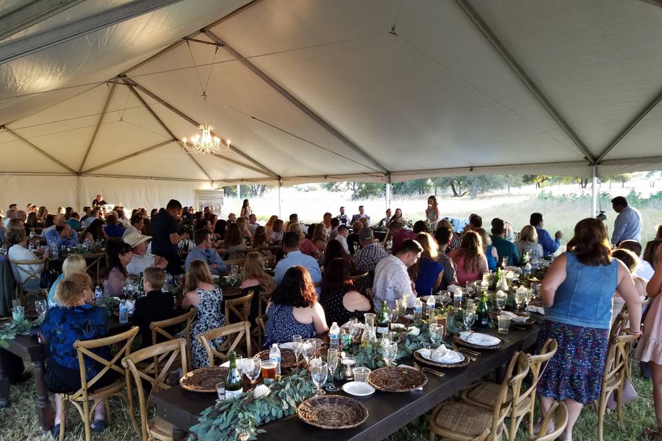 Dinner under a tent