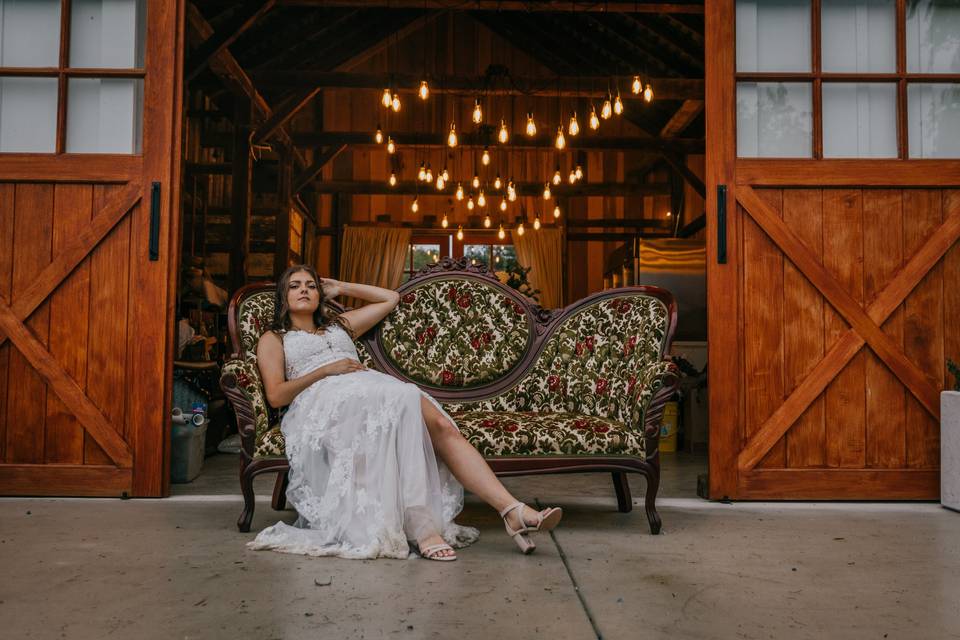 Floral studio and antique sofa