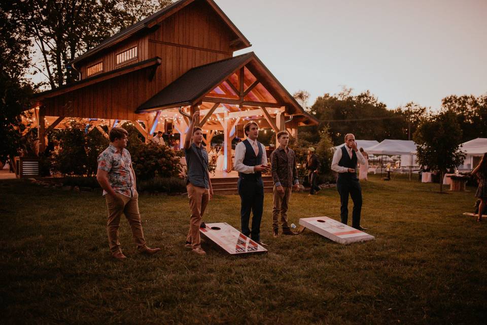 Evening corn hole