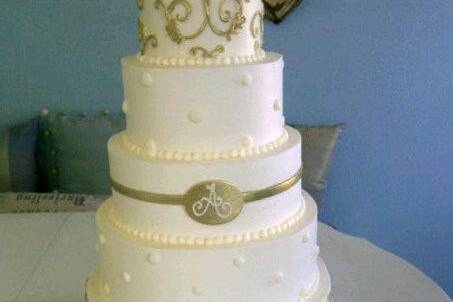 Silver and white cake