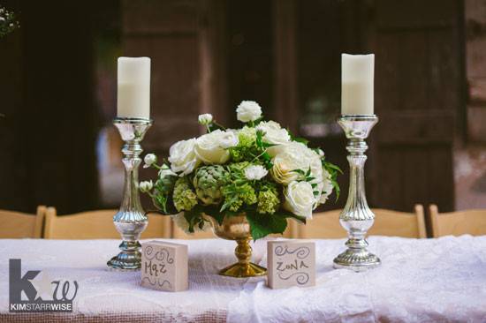 Table setting with flower centerpiece