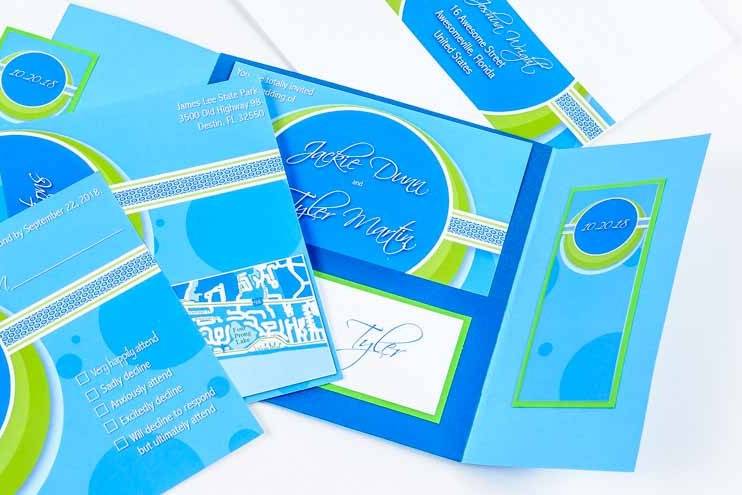 Sample blue and green invitation
