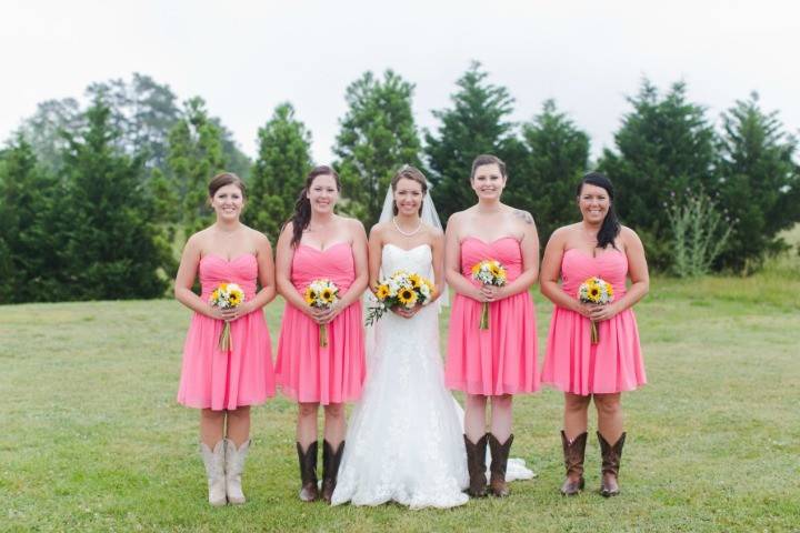Bride and her bridesmaids
