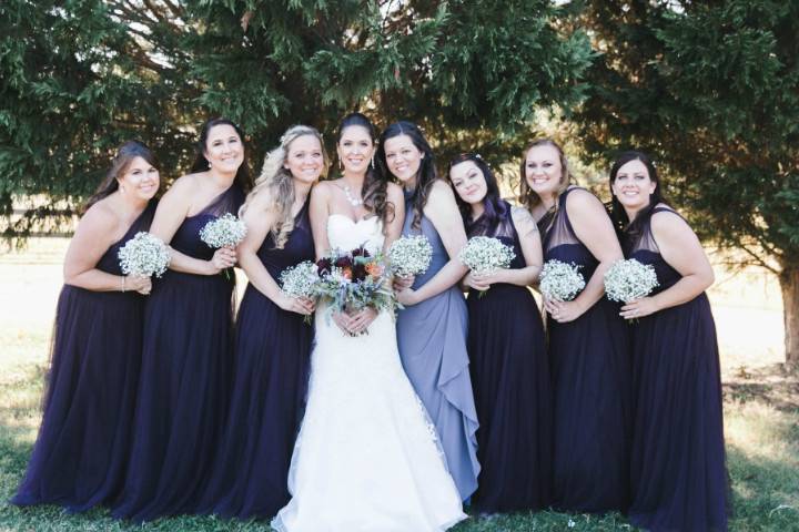 Bride and her bridesmaids