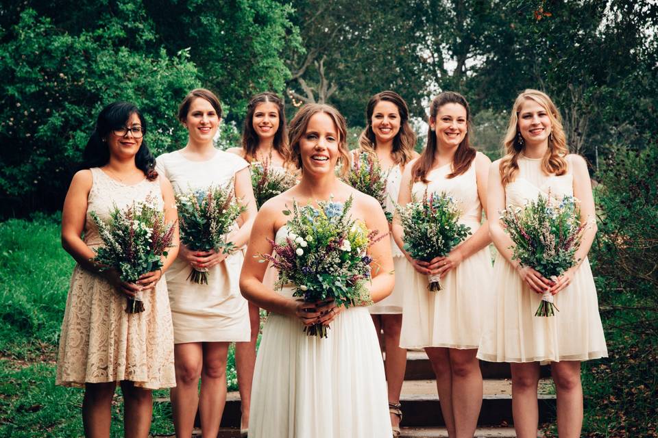 Casual outdoor wedding with a wildflower theme.
