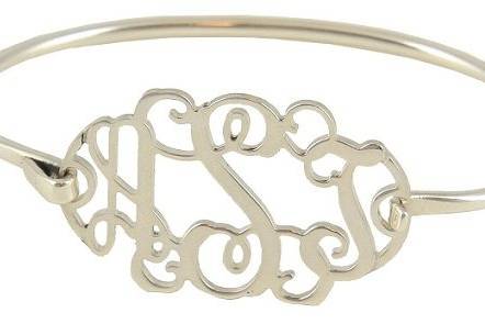 Monogrammed Bracelet - a great gift idea for the brides new monogram or to give the bridesmaids. Available for purchase on our web site.