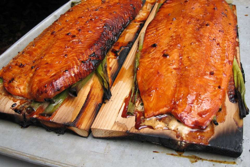 Cedar planked salmon
