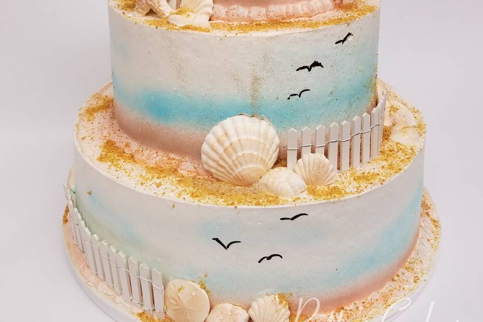 Beach wedding cake