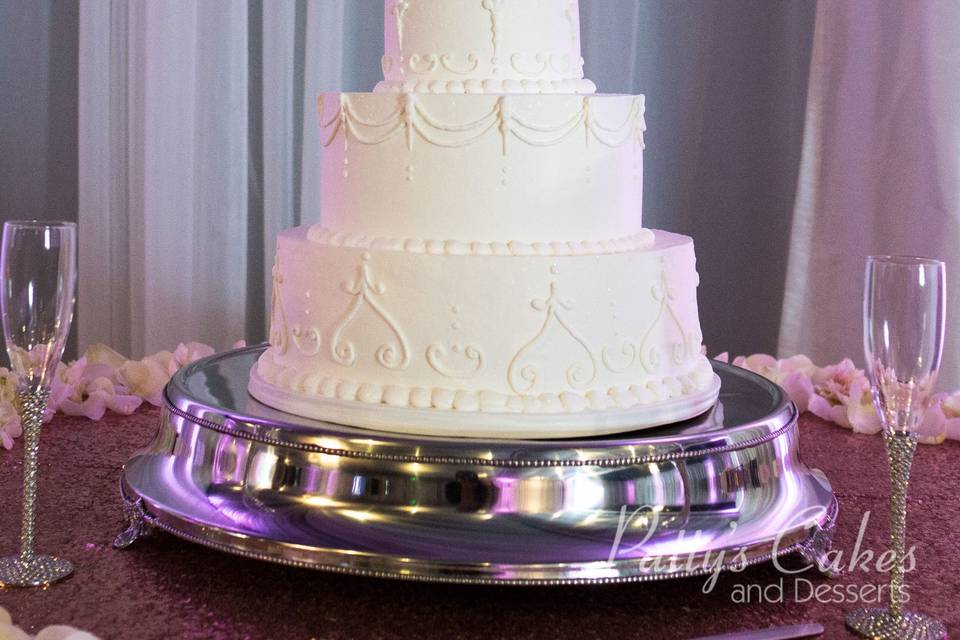 All white wedding cake