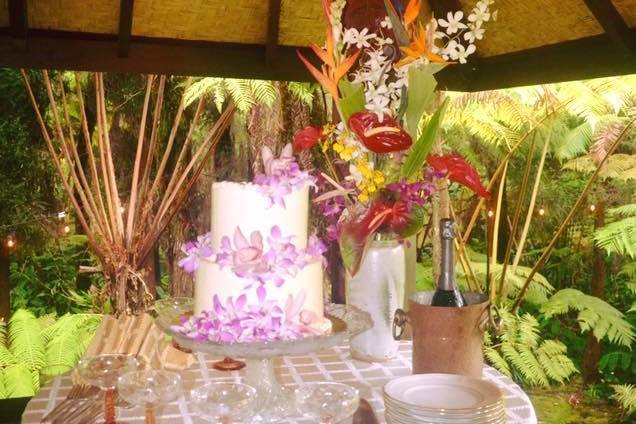 Cake, flowers, and champagne