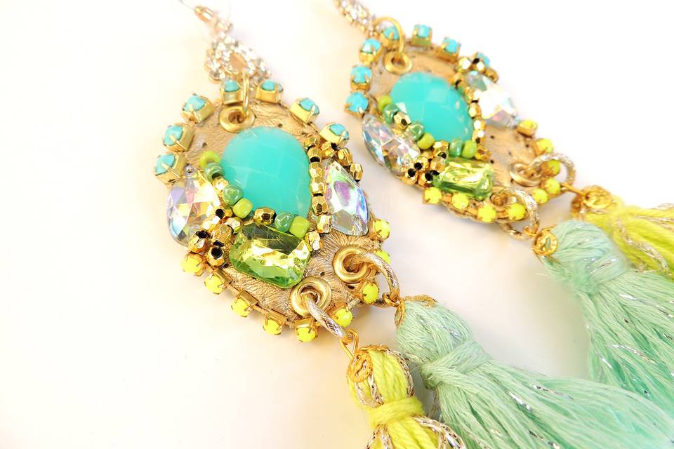 Lovely handmade earrings, tassel earrings, stunning statement earrings, summer earrings, custom made jewelry.