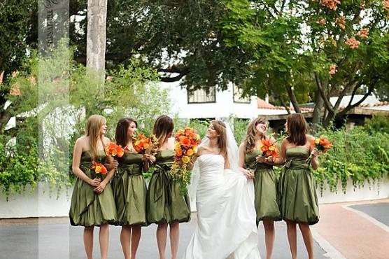 The bride with her bridesmaids