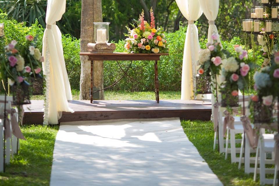 Decorated wedding arbor