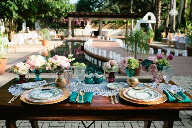 Table setup with centerpiece