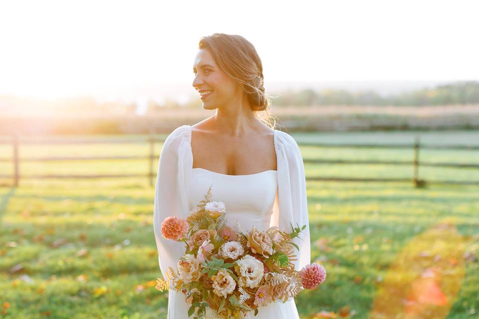 Bride at sunset