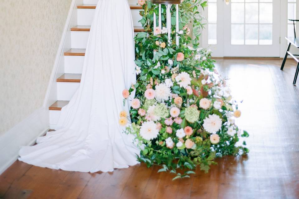 Bride on staircase